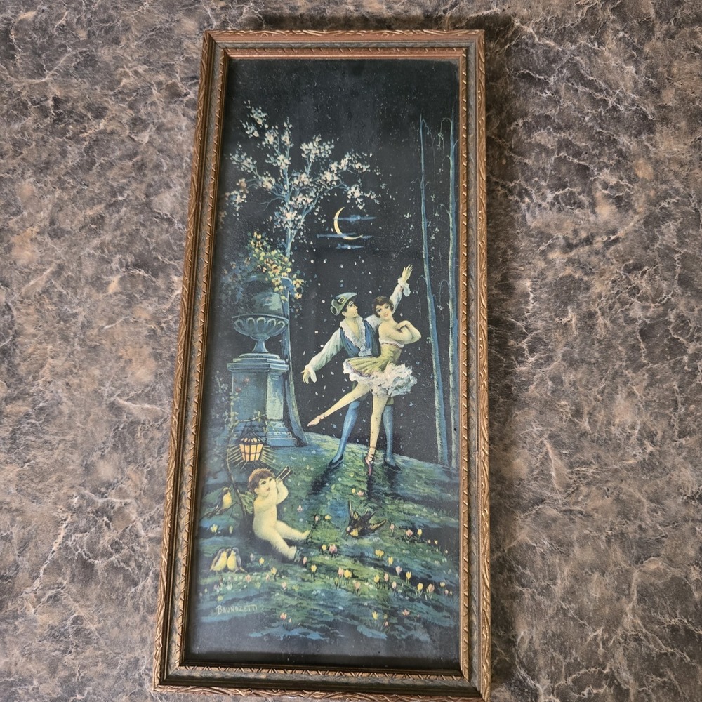 VTG Ballerina By Moonlight Framed Art Print - Picture 2 of 4